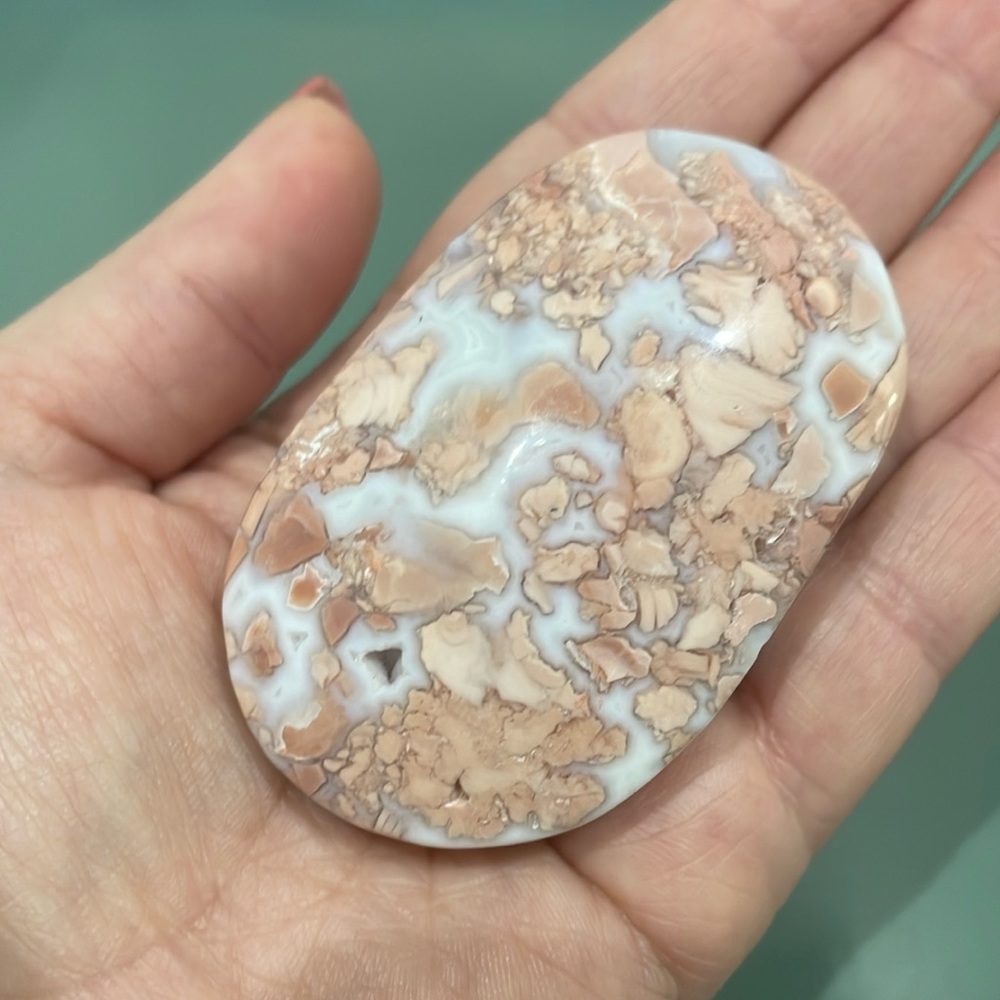Pink Agate Palm Stone